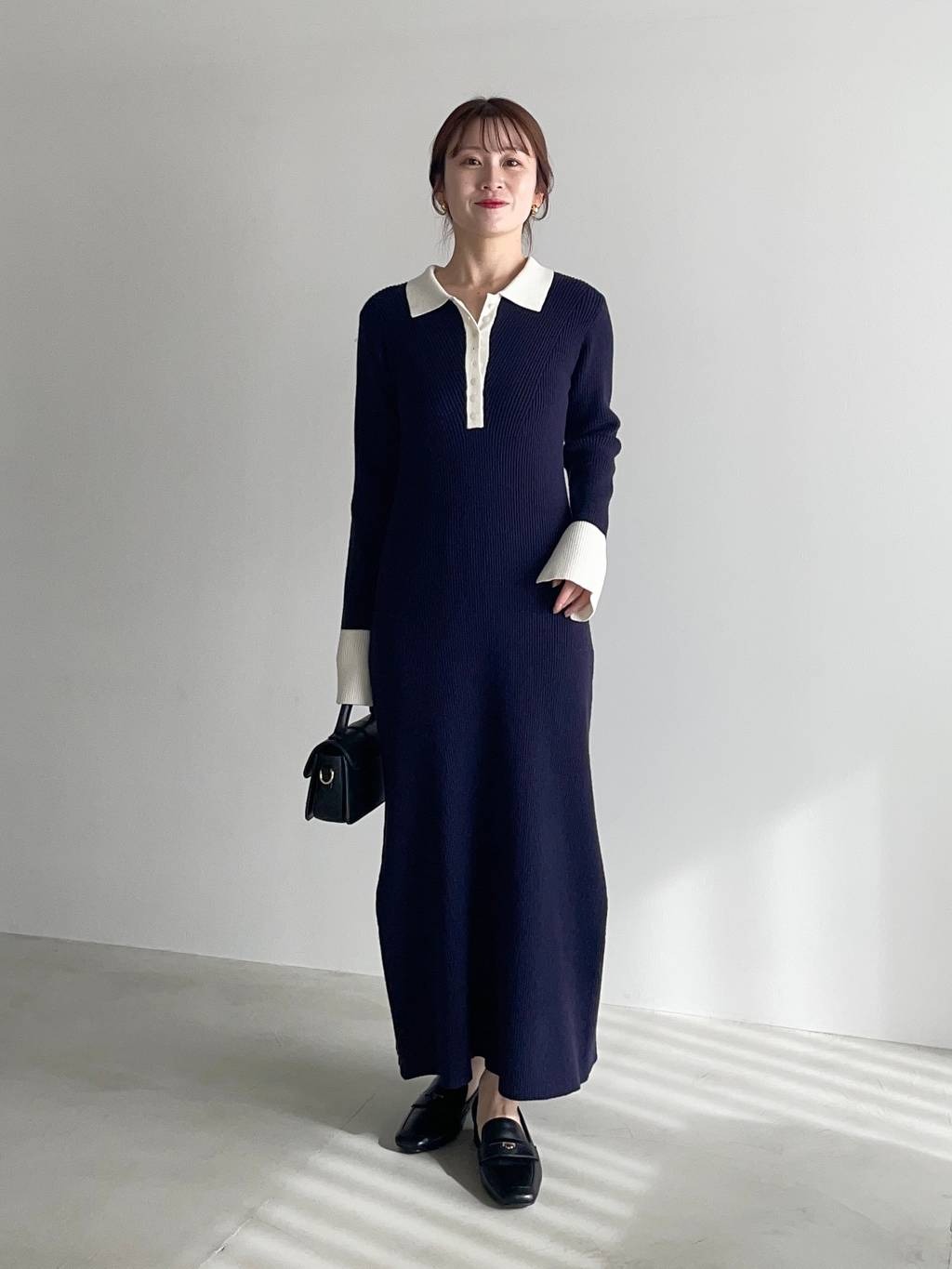 mysty womanのバイカラーニットポロワンピースを使ったコーディネートを紹介します。｜Rakuten Fashion(楽天ファッション／旧楽天ブランドアベニュー)6627206