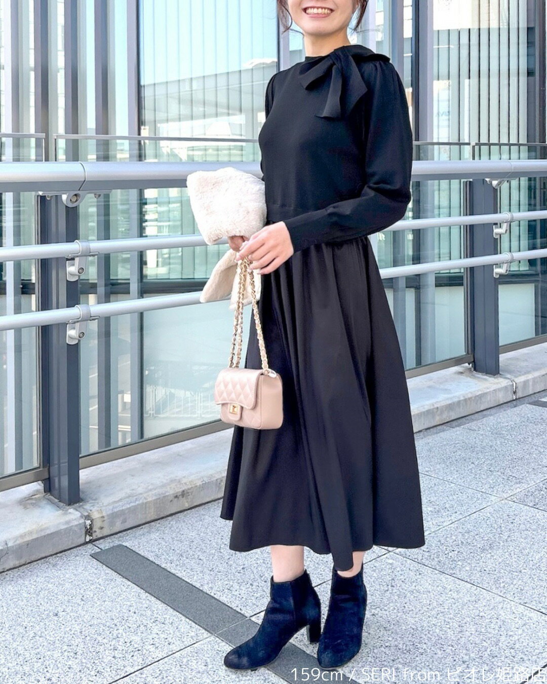 ストロベリーフィールズ⭐︎フェイクファージレ＊リブニットワンピース