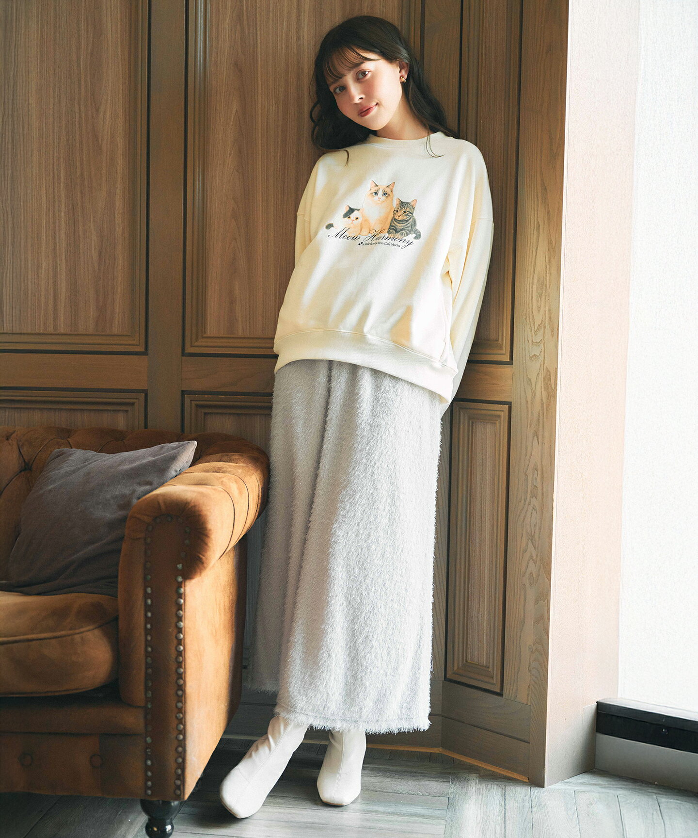 Ferouxの【猫カフェMOCHAコラボ】猫ちゃんプリント トレーナーを使ったコーディネートを紹介します。｜Rakuten Fashion(楽天ファッション／旧楽天ブランドアベニュー)6632807