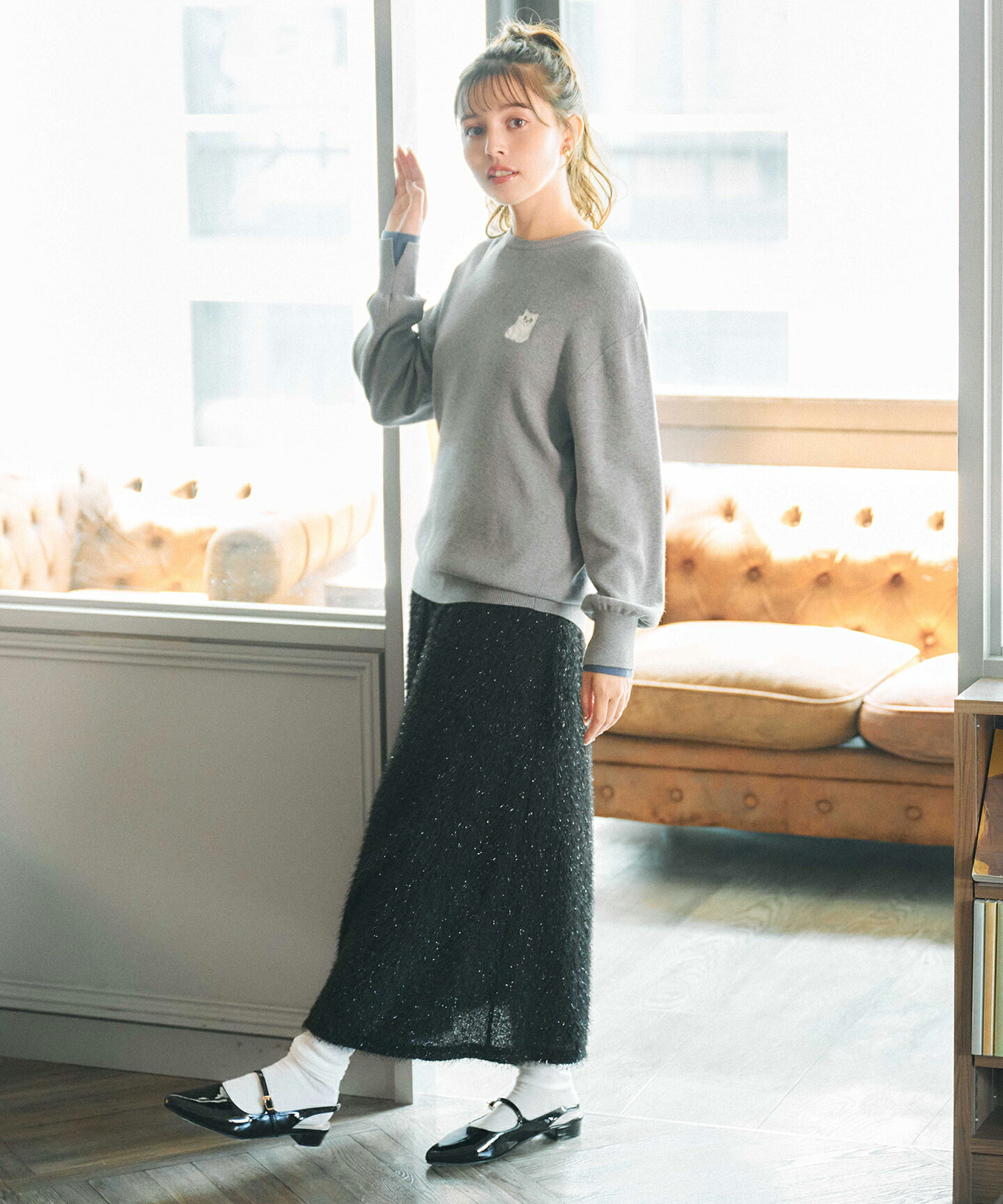 Ferouxの【猫カフェMOCHAコラボ】しらたまくん刺繍 ニットを使ったコーディネートを紹介します。｜Rakuten Fashion(楽天ファッション／旧楽天ブランドアベニュー)6632808