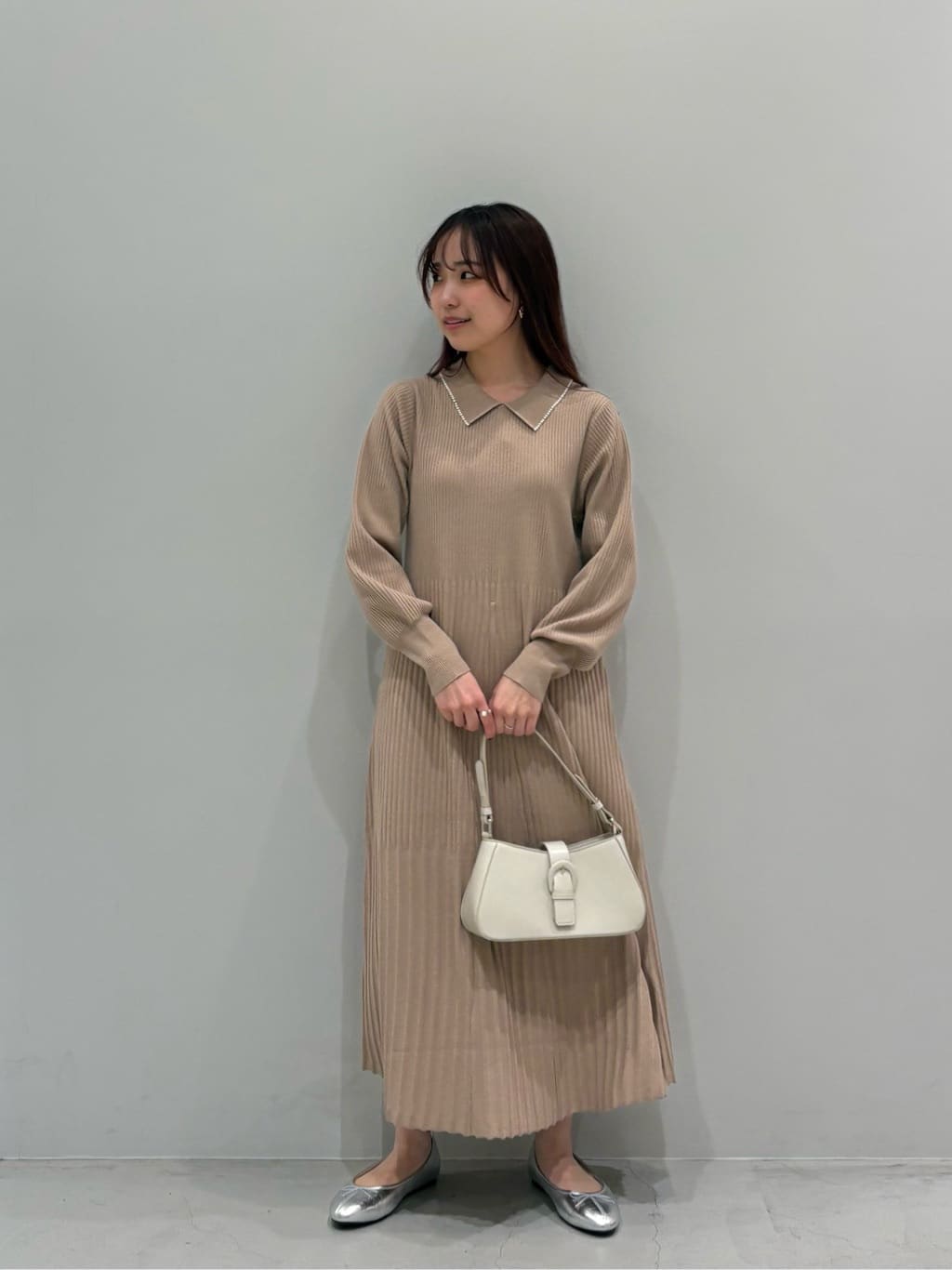 UNITED ARROWS green label relaxing | フィット&フレア 襟付き ニット