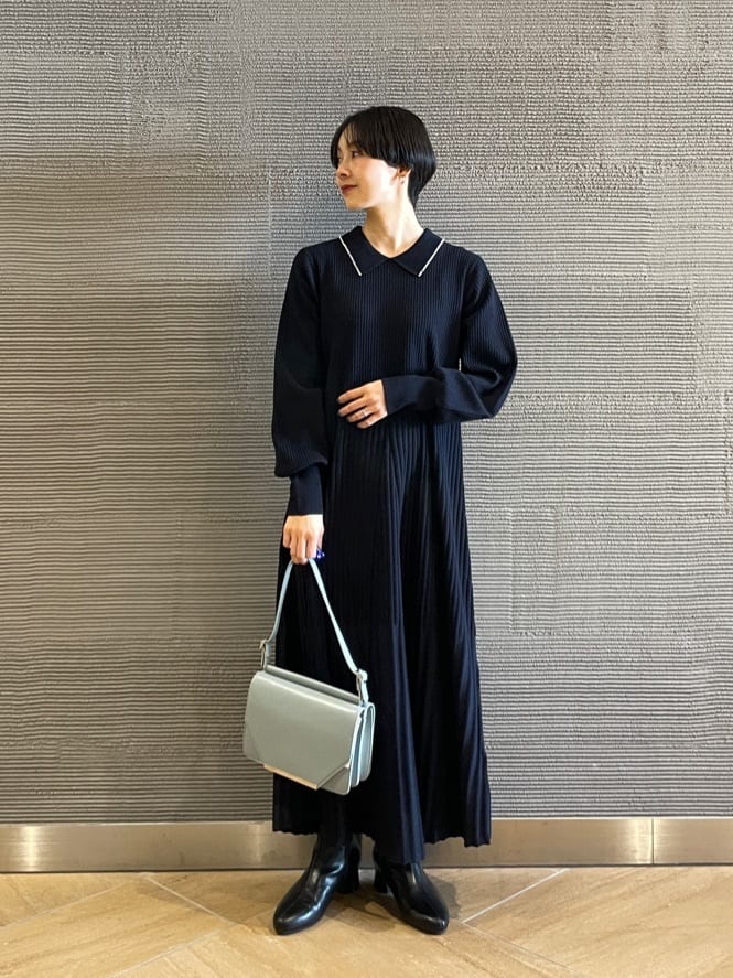 UNITED ARROWS green label relaxing | フィット&フレア 襟付き ニット