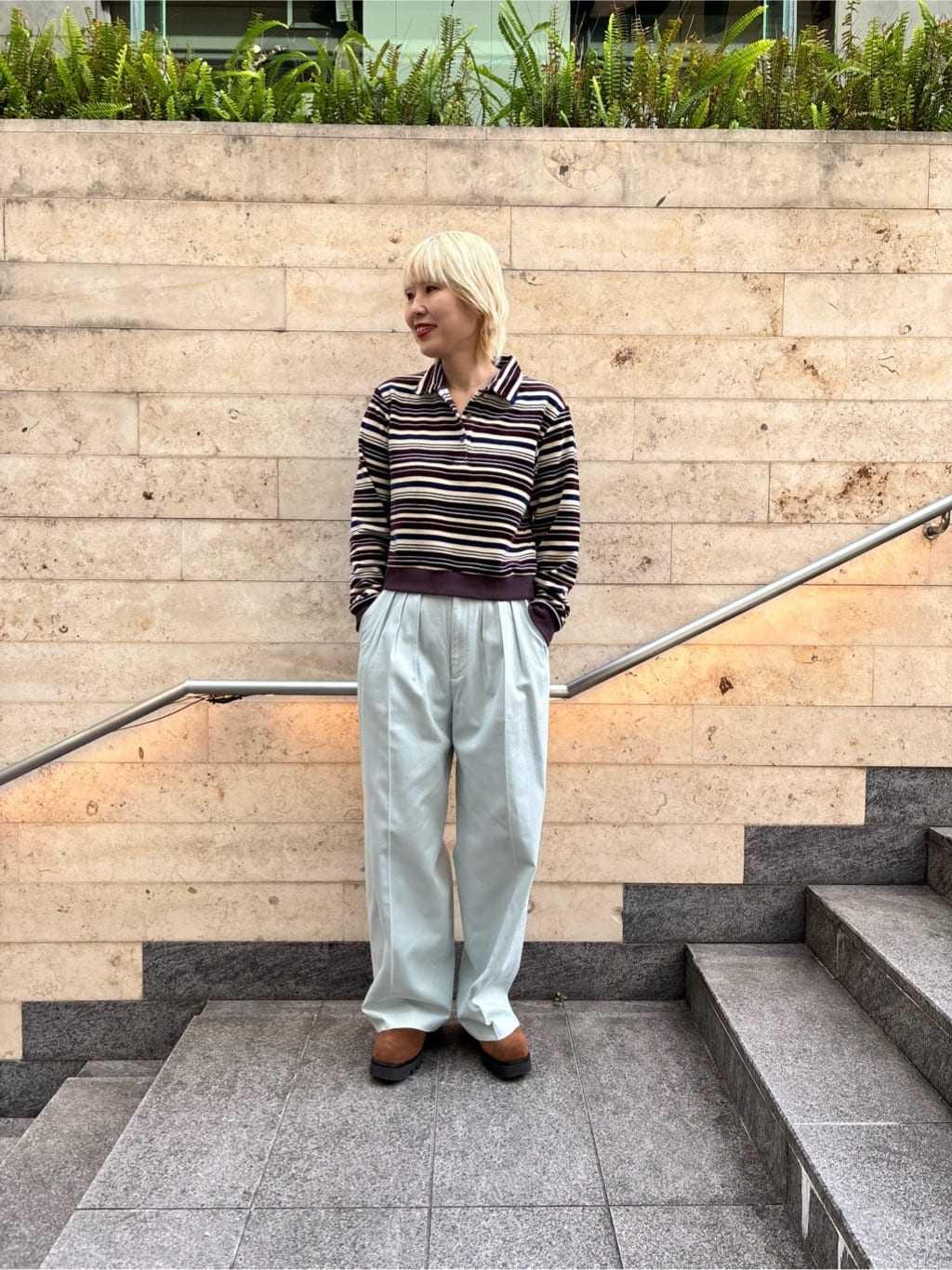 BEAUTY&YOUTH UNITED ARROWS | <6(ROKU)>ベロア ボーダー ポロシャツ