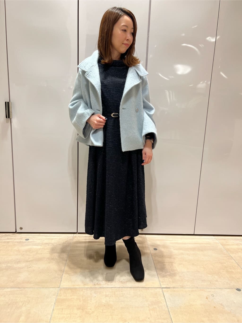 Viaggio Bluのツイードラメワンピースを使ったコーディネートを紹介します。｜Rakuten Fashion(楽天ファッション／旧楽天ブランドアベニュー)6637781