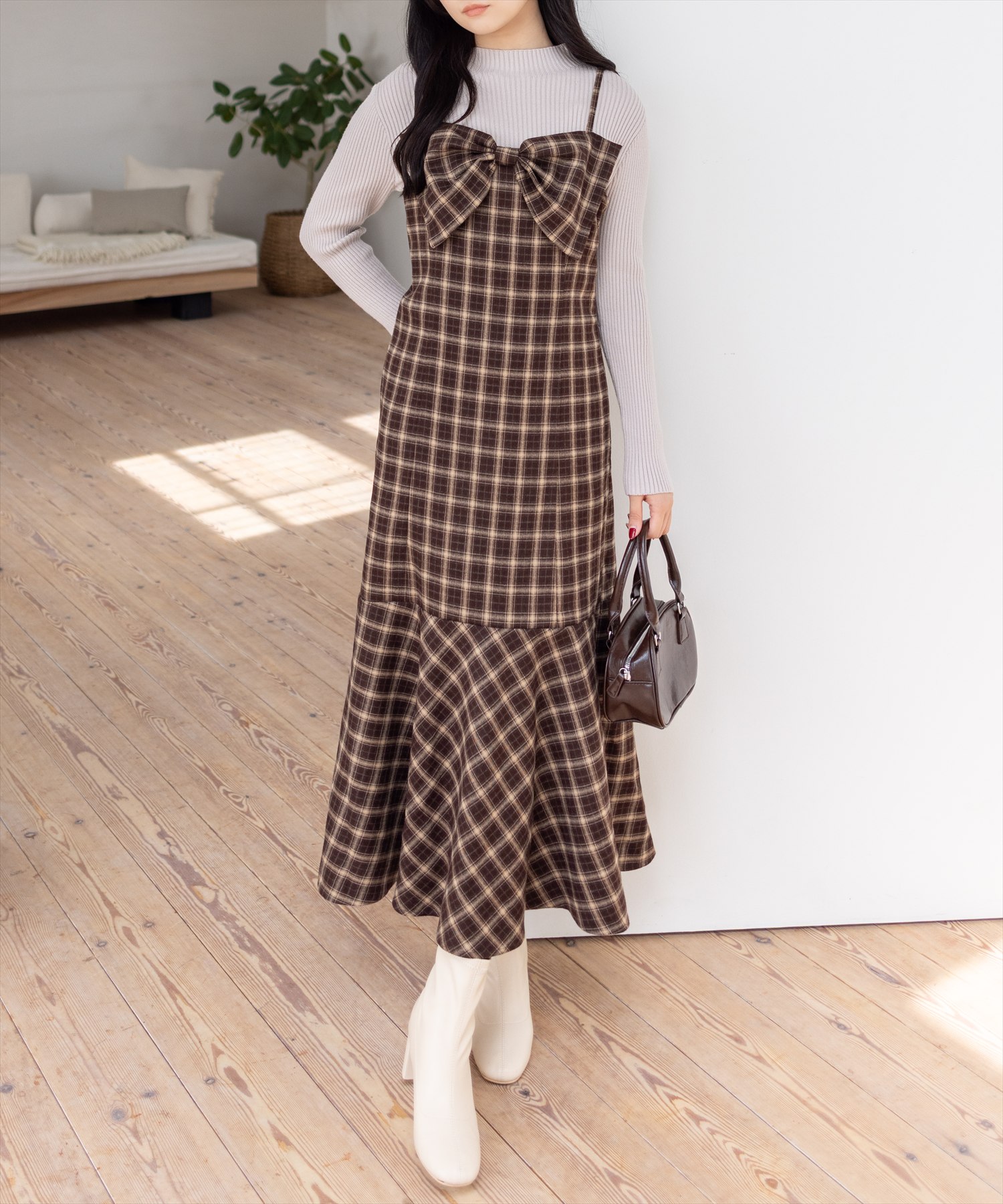 clear | チェックリボンキャミワンピース | Rakuten Fashion(楽天