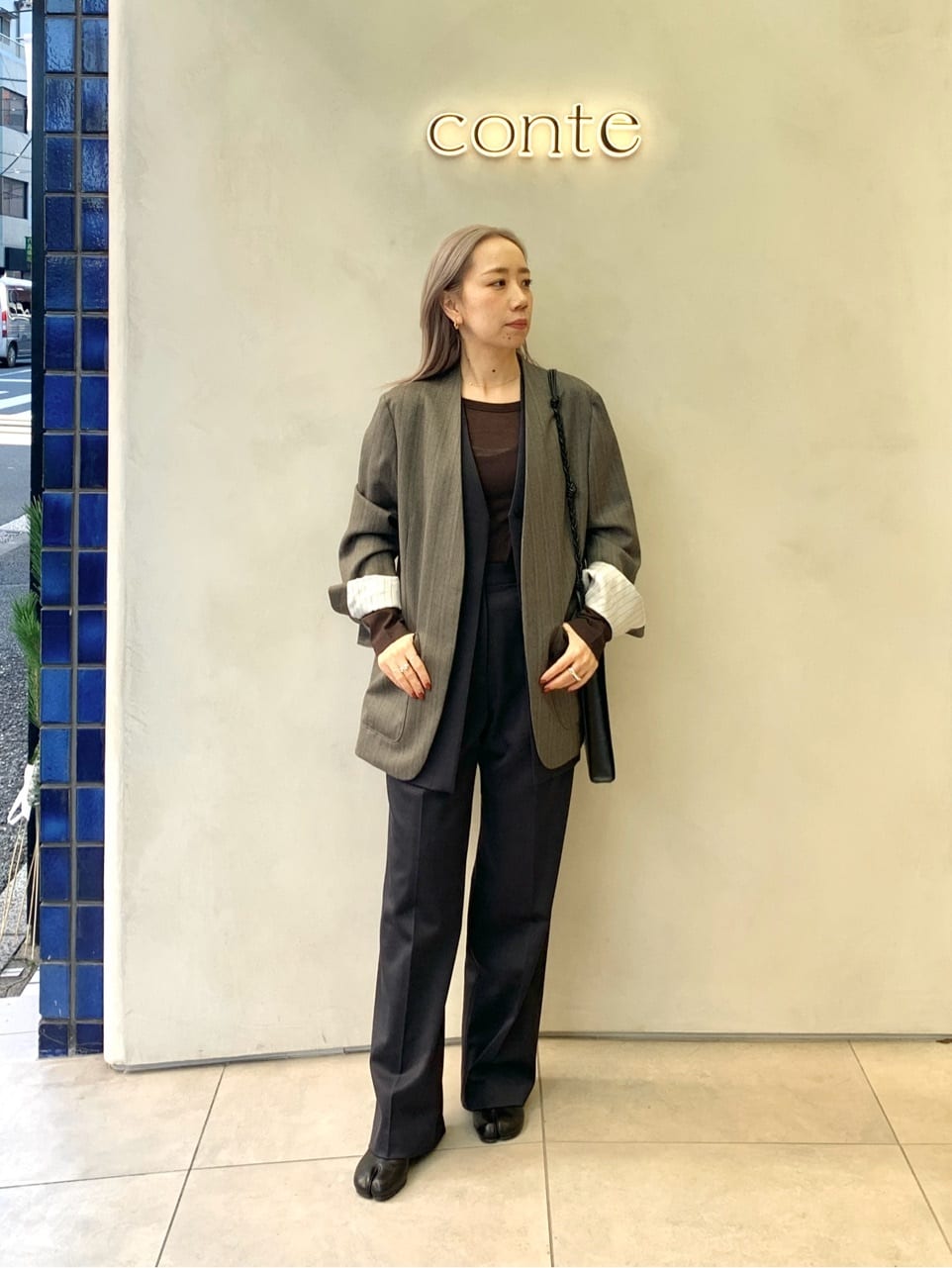 conte ストライプ ヘリンボーン ノーカラージャケット ユナイテッドアローズ conte＞ストライプ ヘリンボーン ノーカラージャケット