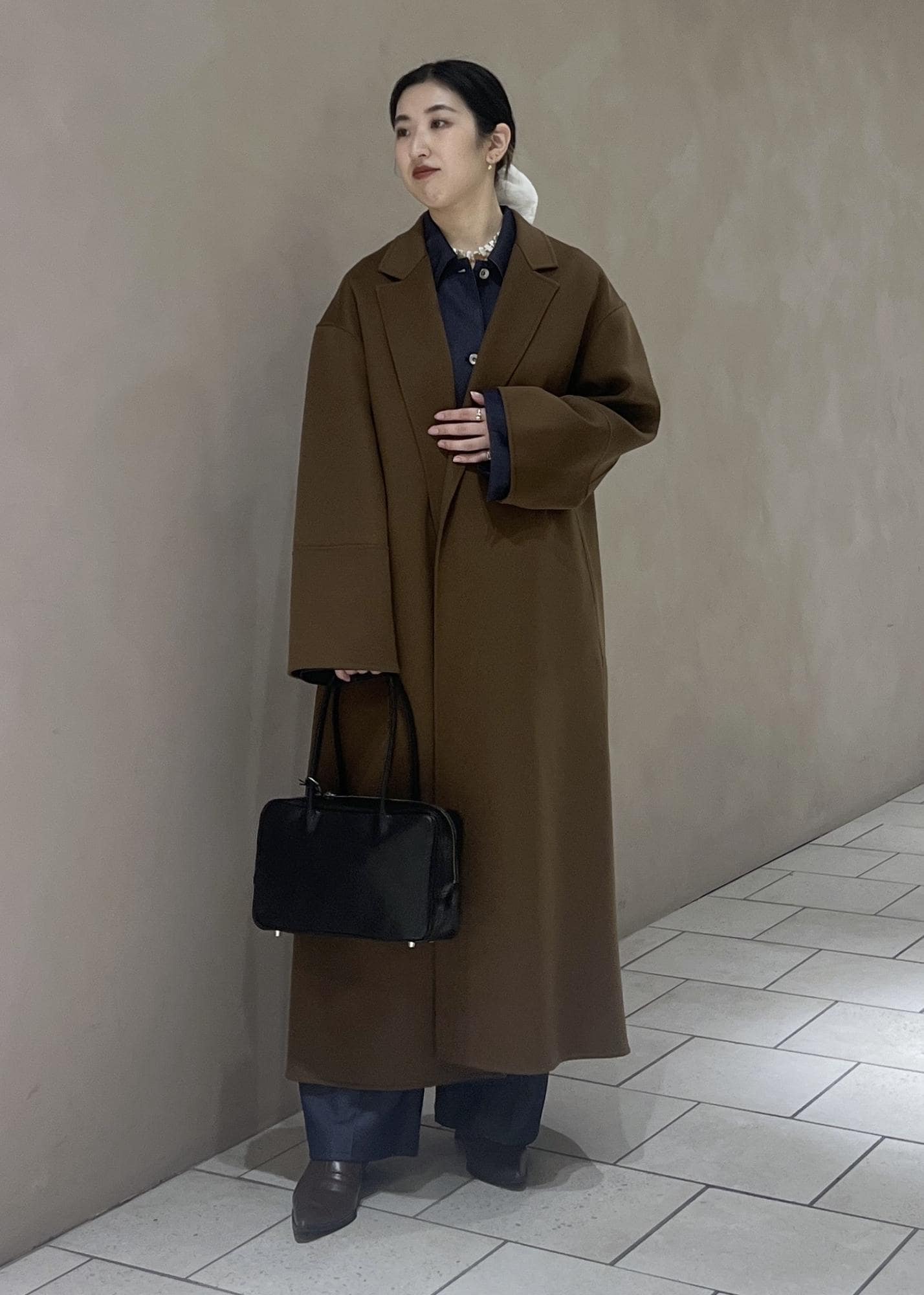 ADAM ET ROPE' カシミヤブレンドリバーコート