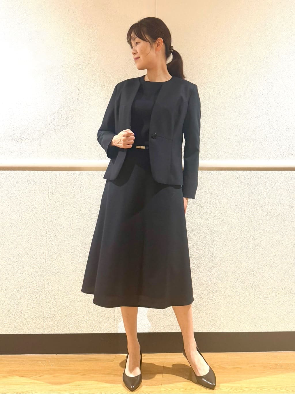 NEWYORKERの【ストレッチ】ウール混ハウンドトゥース ウエスト切替え