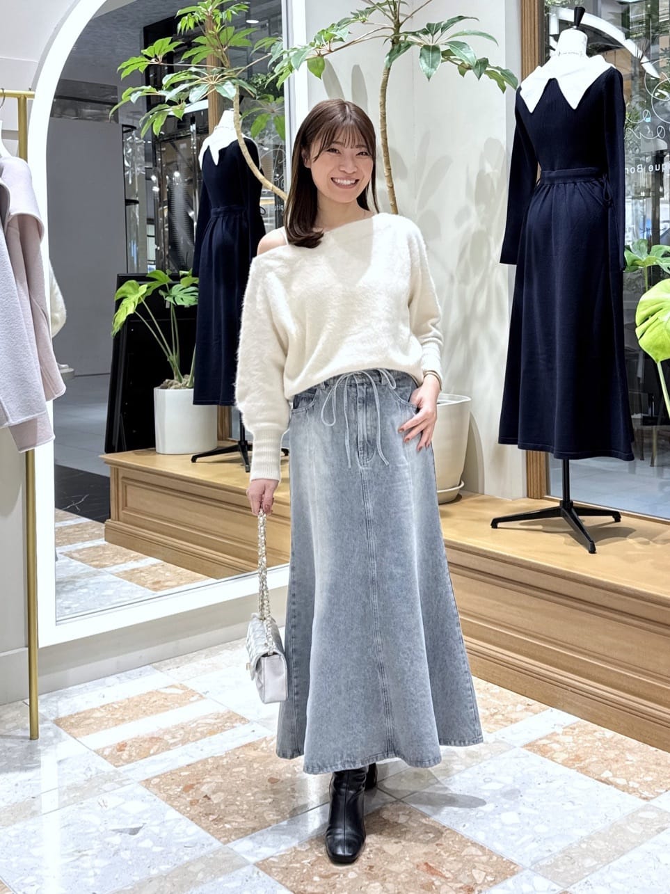 La boutique BonBon | 【今すぐお届け!・美シルエット】リボンデニム