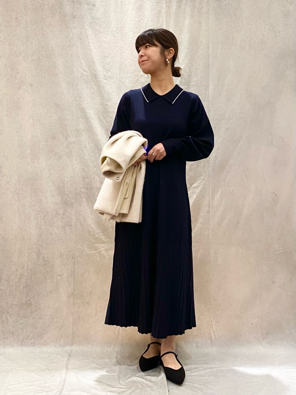UNITED ARROWS green label relaxing | フィット&フレア 襟付き ニット