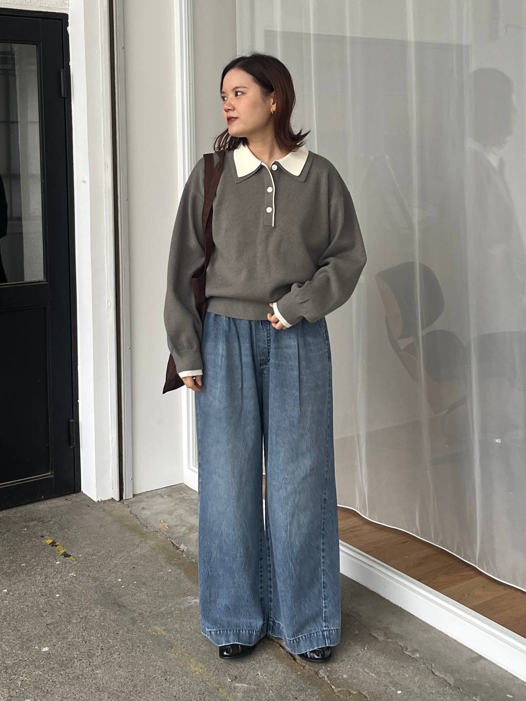 LOWRYS FARM | バイカラーポロニットLS | Rakuten Fashion(楽天