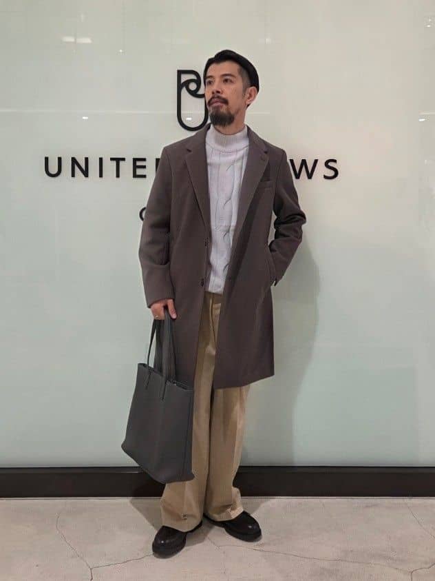 UNITED ARROWS LTD. OUTLETのニットメルトン シングルチェスターコート を使ったコーディネート | Rakuten ...