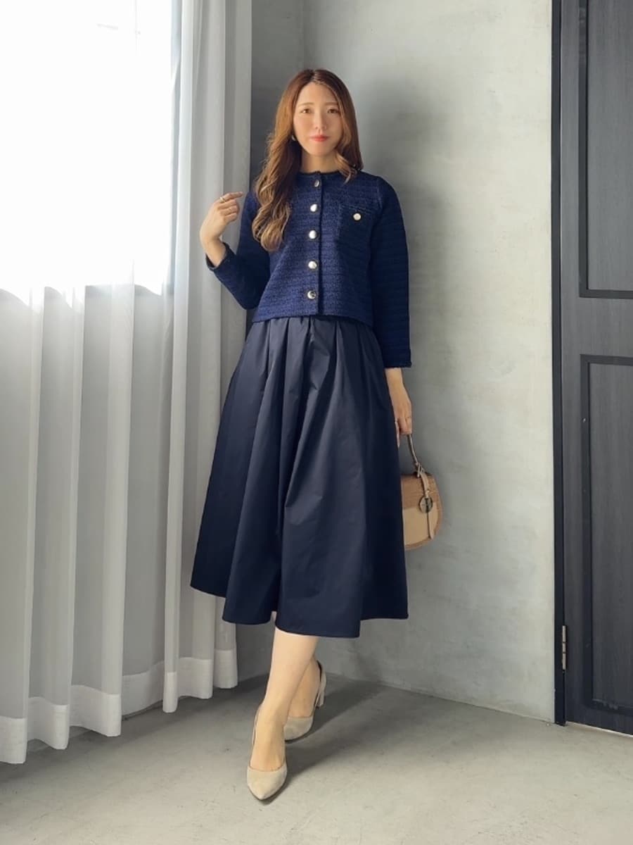 Viaggio Bluのツイードニットカーディガンを使ったコーディネートを紹介します。｜Rakuten Fashion(楽天ファッション／旧楽天ブランドアベニュー)6676853