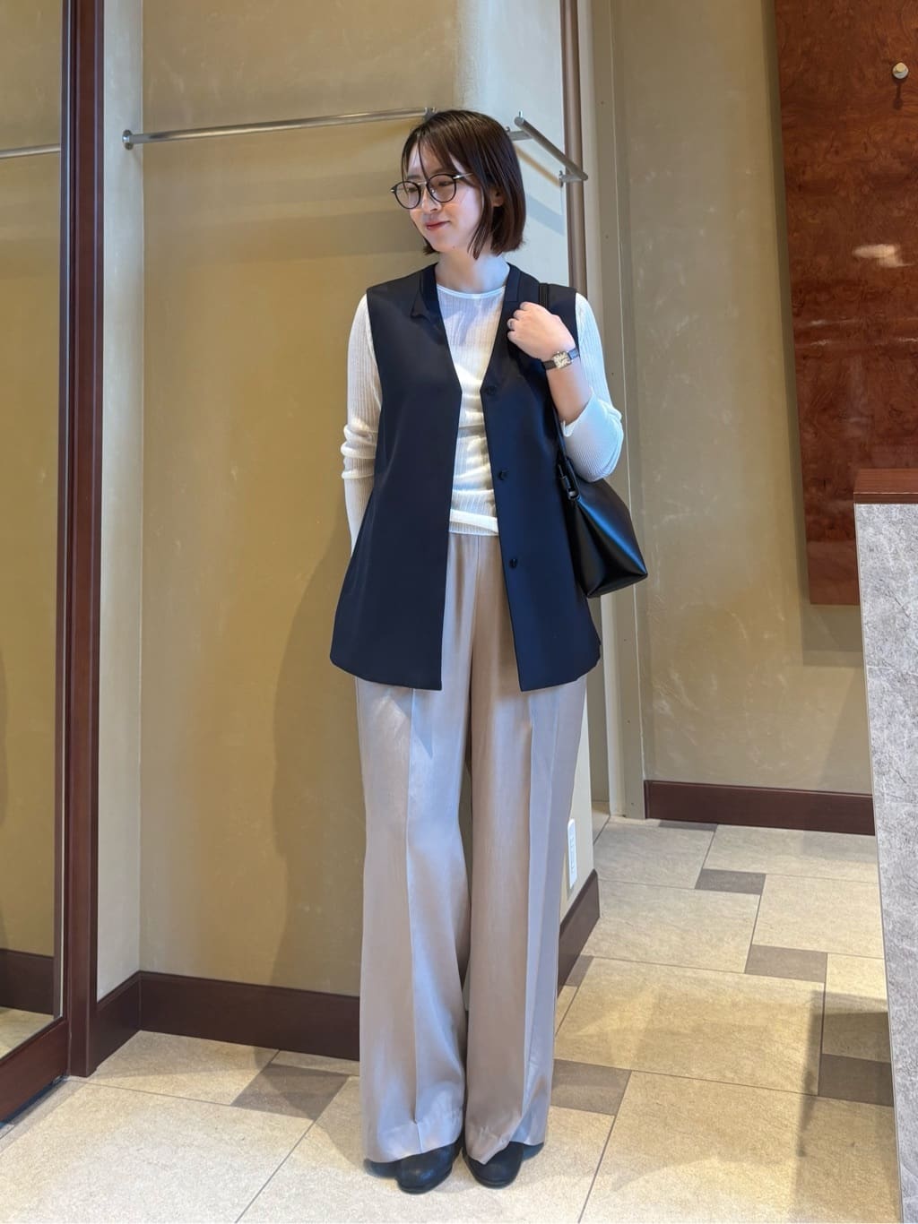 新品タグ付　conte コンテ　ストライプジレ conte（コンテ）の「＜conte＞シアー ベルテッド ジレ（ベスト）」 - WEAR