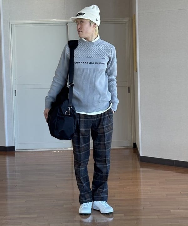 BEAMS GOLFのPURPLE LABEL / ケーブル編みボーダー プルオーバー