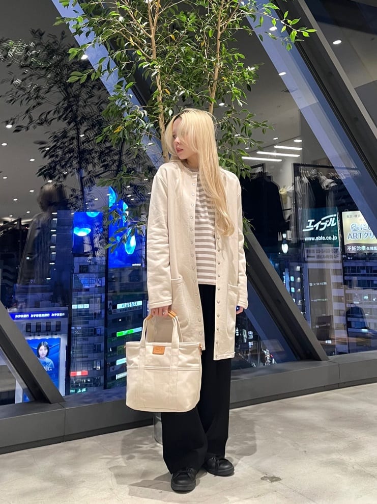 agnes b. | コットン 長袖 ロング カーディガンプレッション 