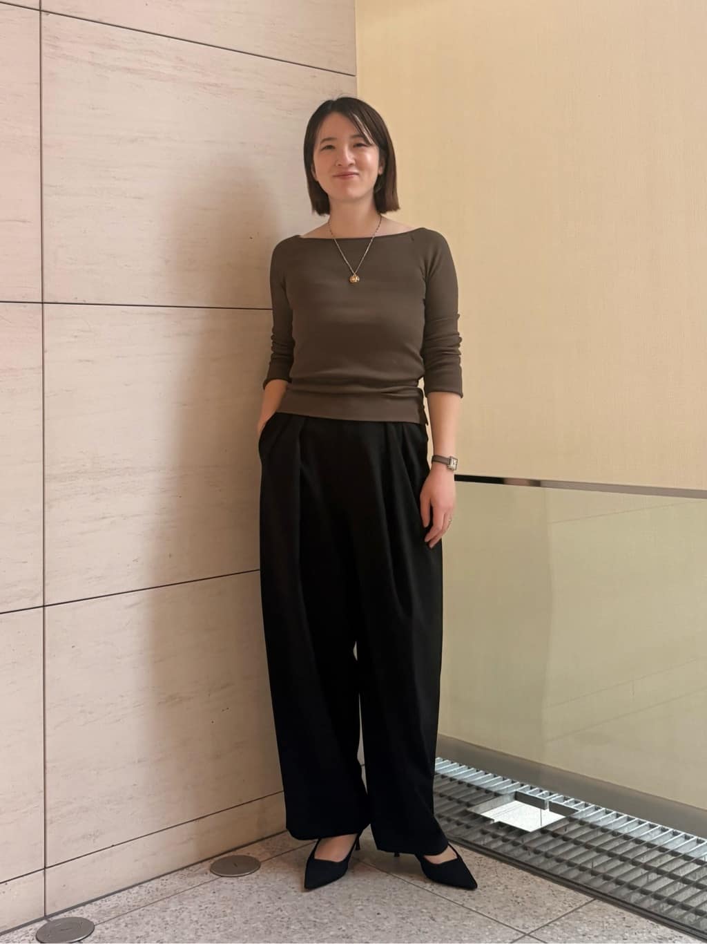 ＜conte＞タック イージー テーパードワイドパンツ　ブラウン　38 conte ワイドパンツ パンツ 「conte」タック イージー テーパード