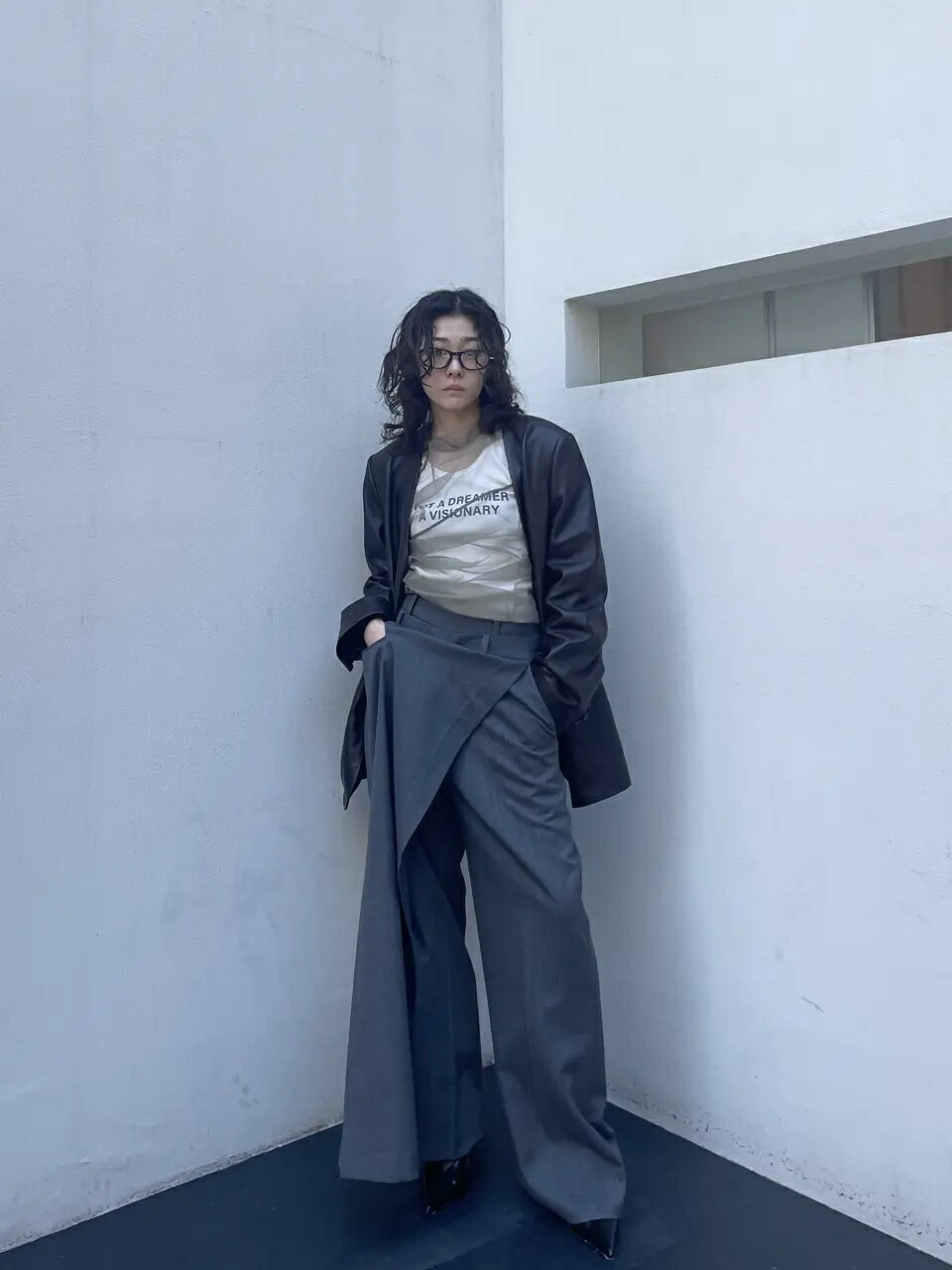 PRANK PROJECTのラムレザーノーカラージャケット / Lamb Leather No-Collar Jacketを使ったコーディネートを紹介します。｜Rakuten Fashion(楽天ファッション／旧楽天ブランドアベニュー)6730575