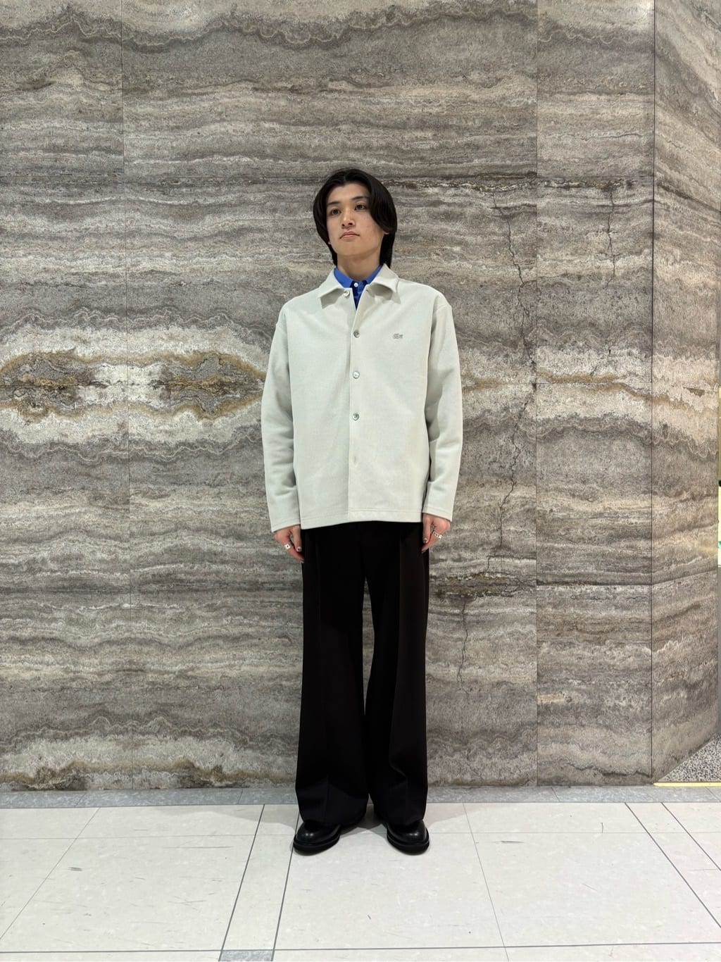 【LACOSTE ×BEAUTY&YOUTH】ワントーンシャツジャケット新品 LACOSTE for BEAUTY&YOUTH＞ワントーン シャツジャケット