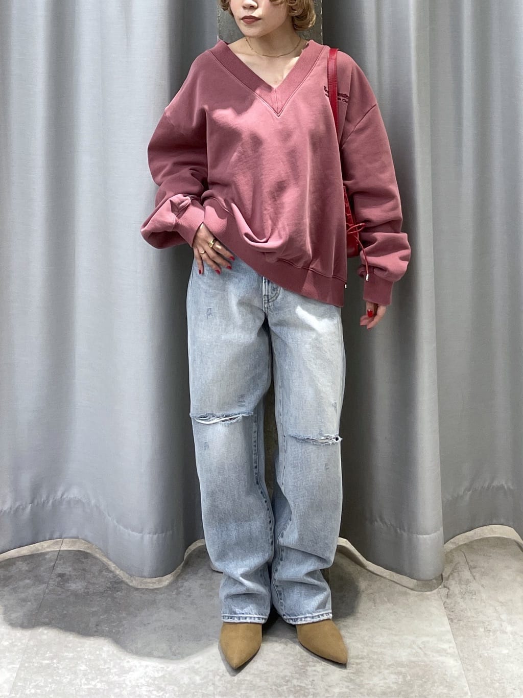 moussy | KNEE SLIT WIDE ストレート デニム | Rakuten Fashion(楽天