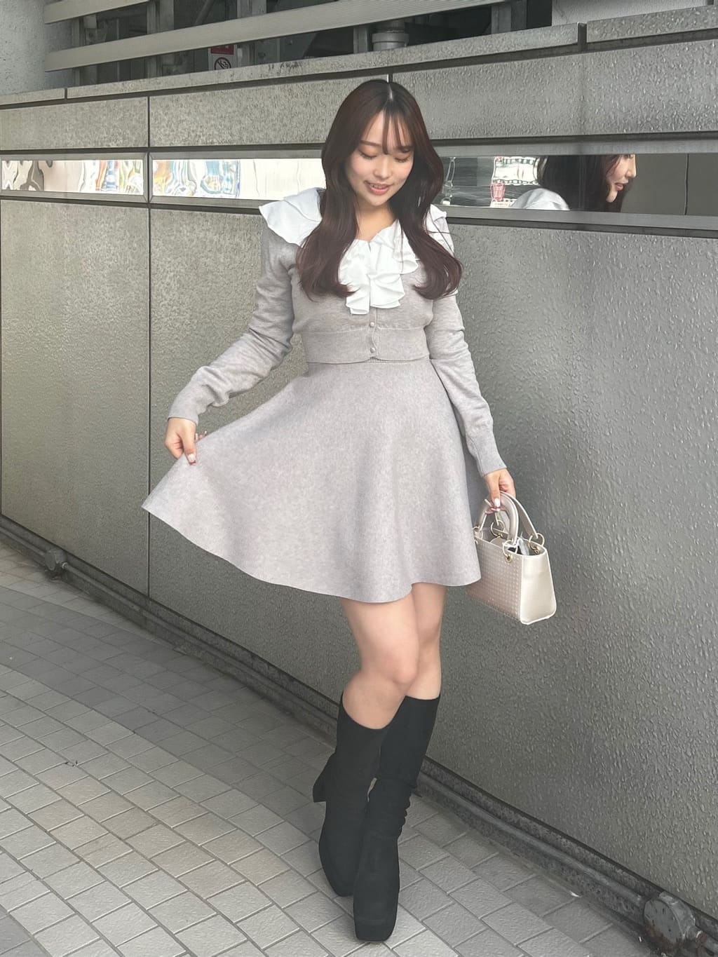 rienda | フリルカラーニットカーディガンセットワンピース | Rakuten