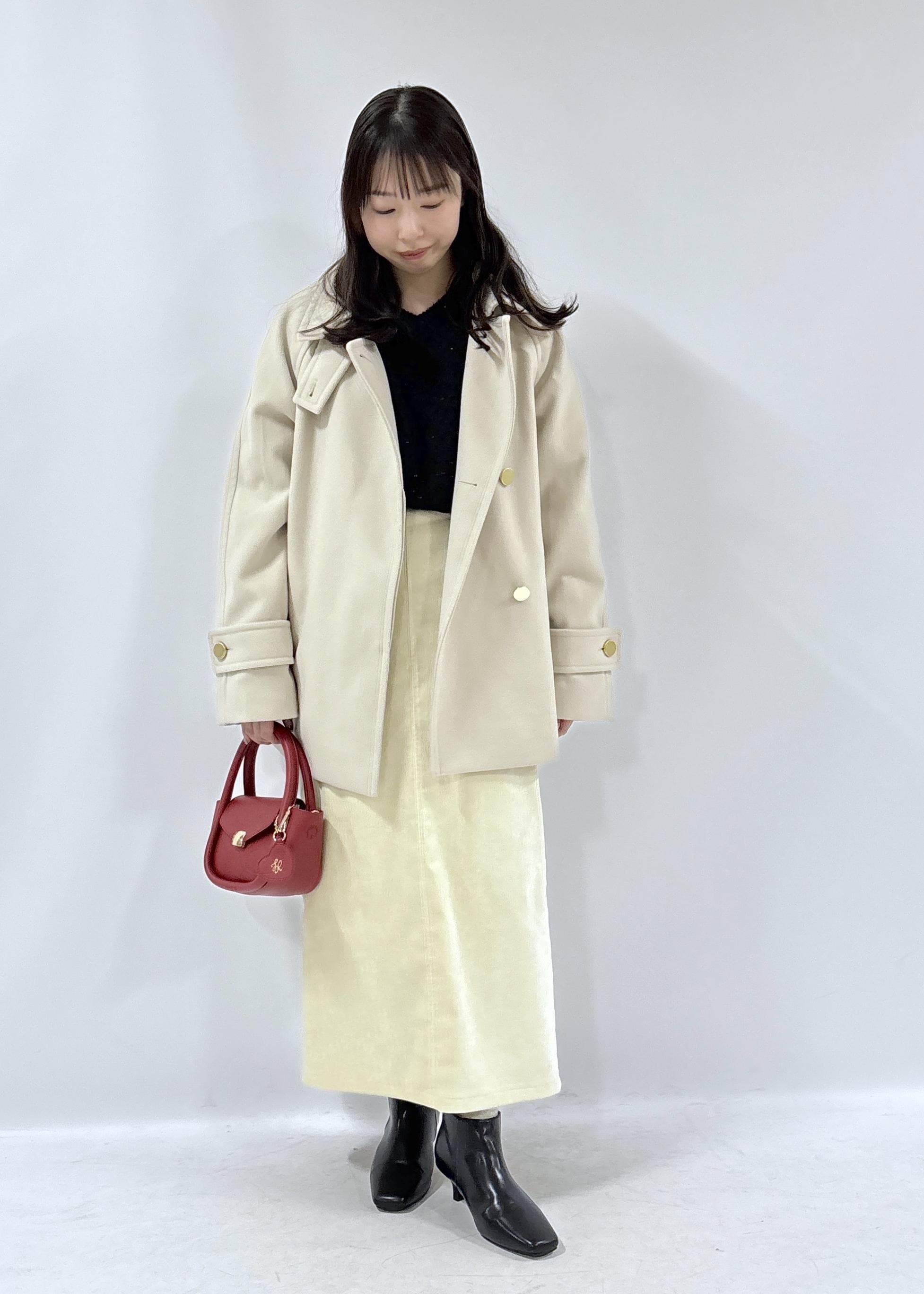 ROPE' PICNIC ジャージーメルトンシリーズ 金ボタンミドル丈コート ROPE' PICNIC | ジャージーメルトンシリーズ 金ボタンミドル丈コート