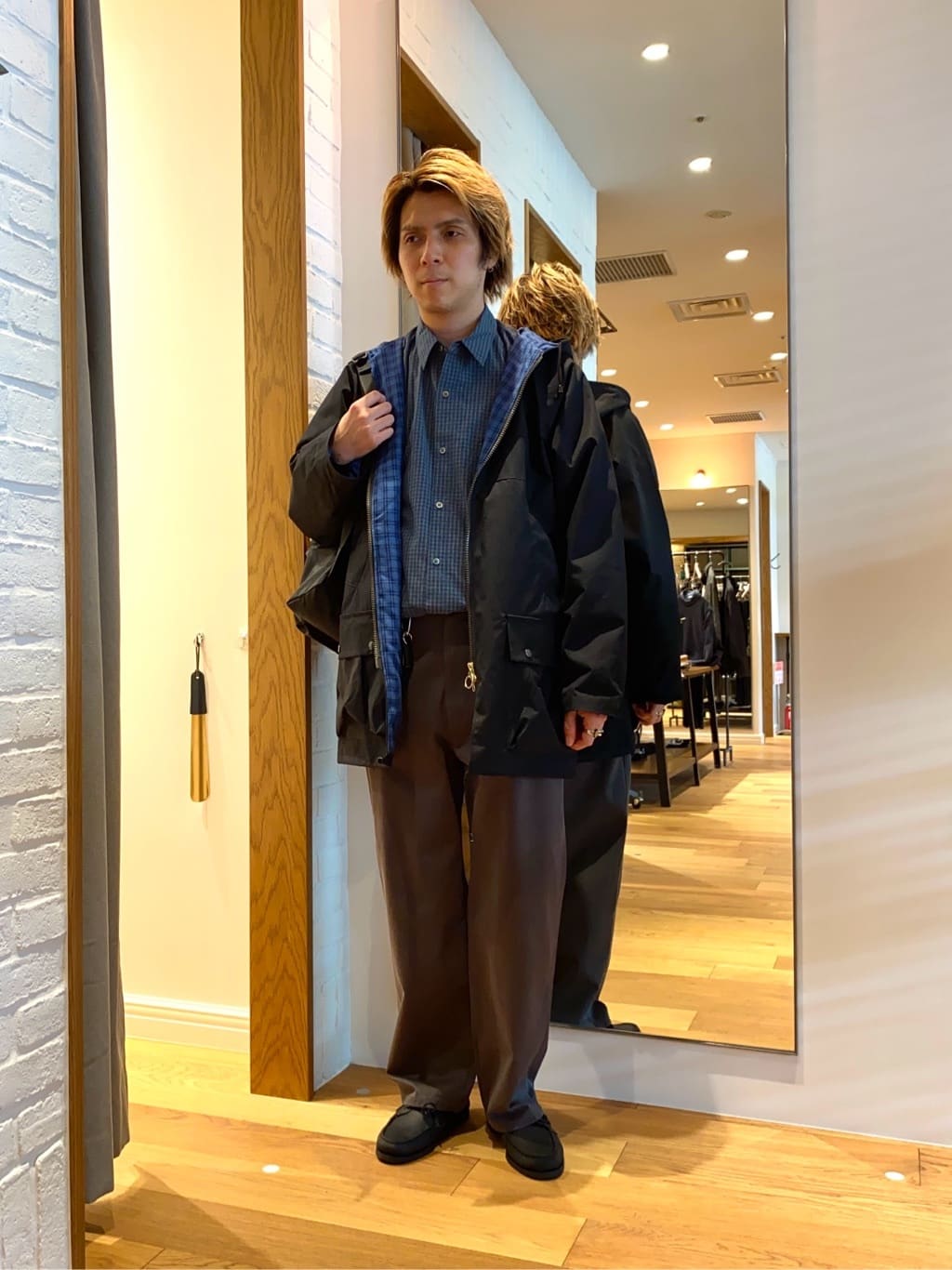 ポプリン グラフチェック レギュラーカラー シャツ LOOSE Steven Alan＞ ポプリン グラフチェック レギュラーカラー シャツ LOOSE