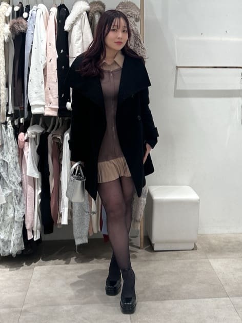 rienda | レイヤードパターンシャツニットミニワンピース | Rakuten