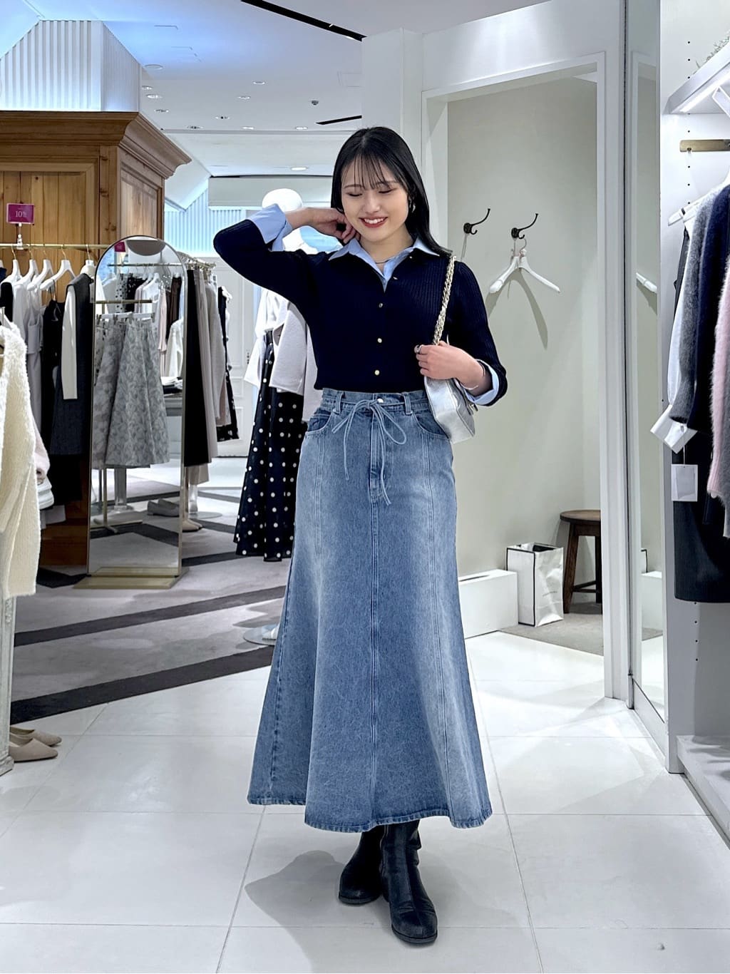 La boutique BonBon | 【今すぐお届け!・美シルエット】リボンデニム