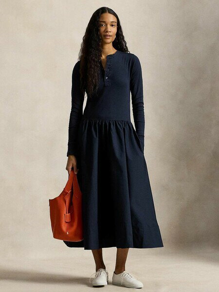 RALPH LAUREN | コットン ヘンリーネック ドレス | Rakuten Fashion