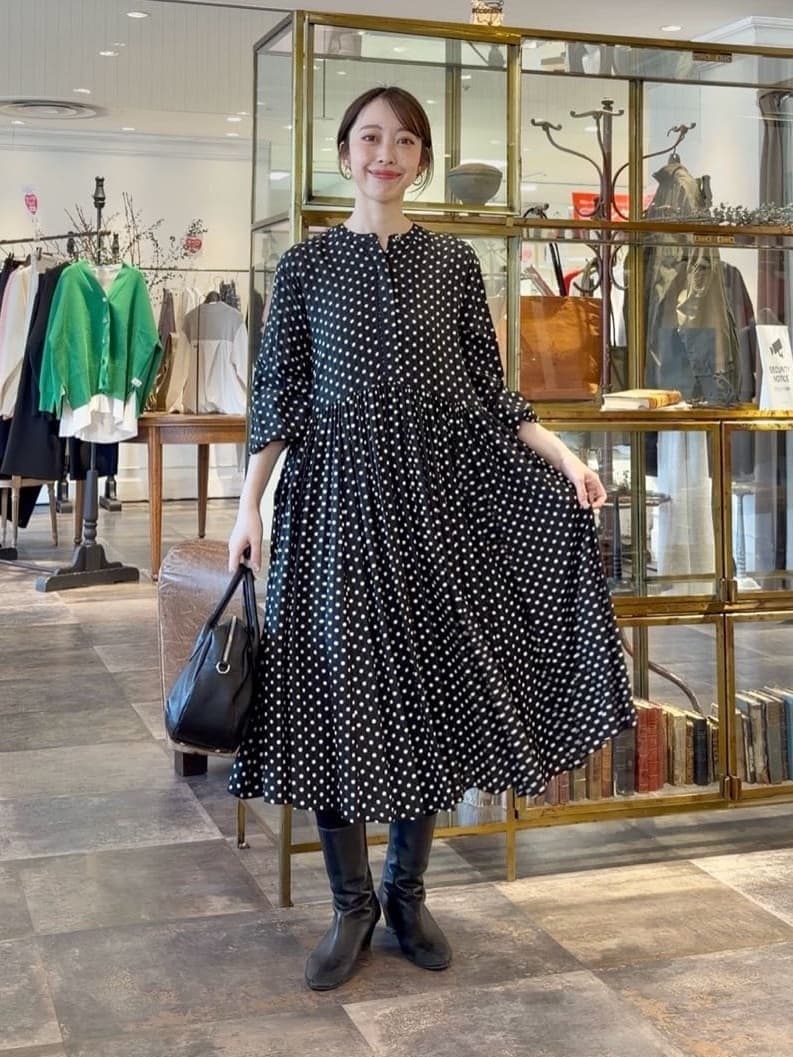 BEARDSLEY | ドットギャザーワンピース | Rakuten Fashion(楽天