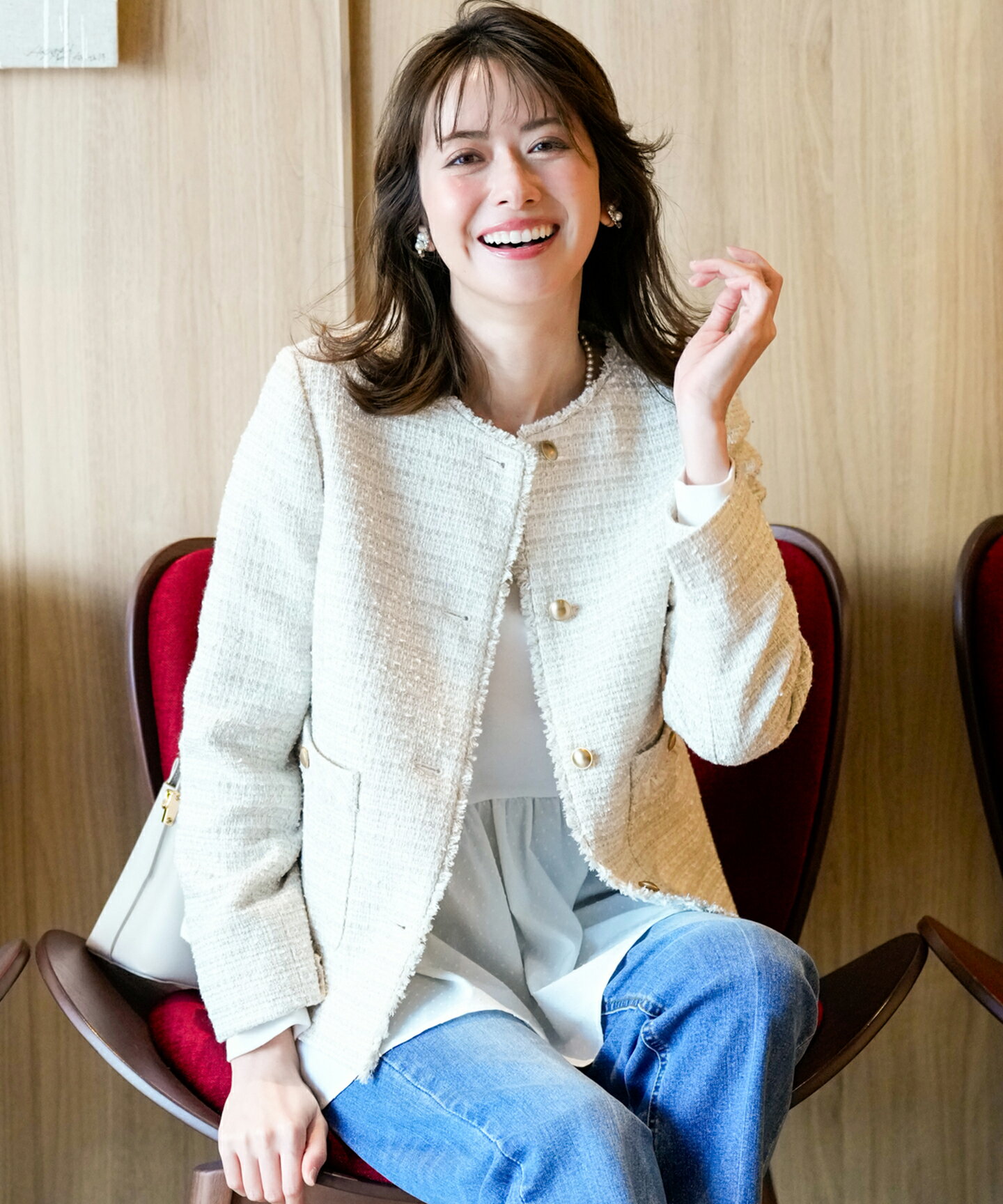 ANY SIS | ノーカラーフリンジツイード ジャケット | Rakuten Fashion