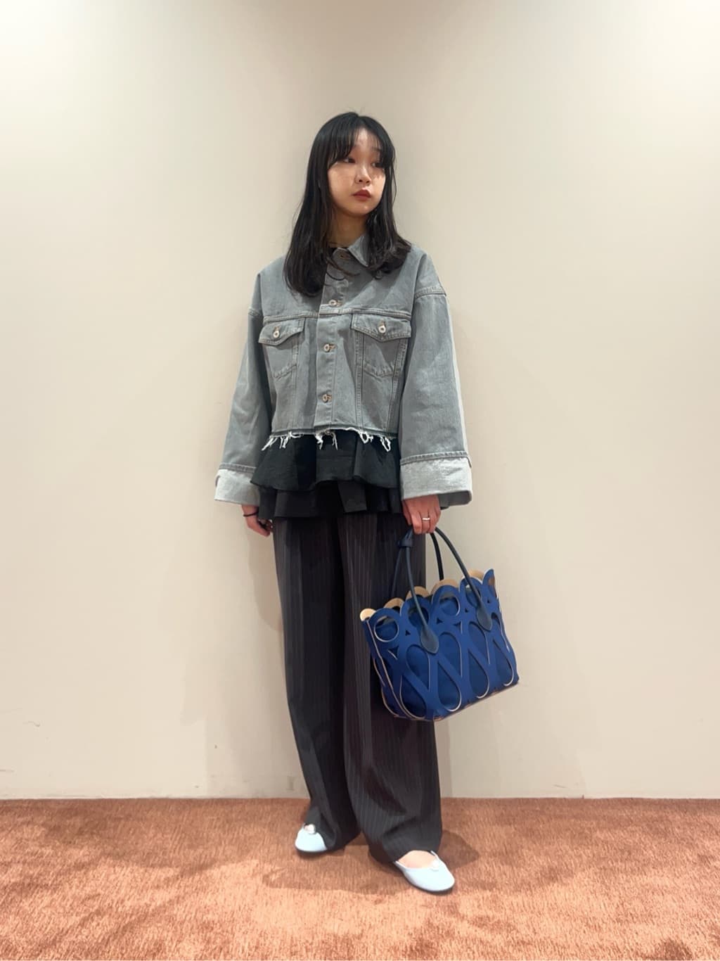 UNITED ARROWS | オーガンジー フリルコンビ ニット -ウォッシャブル