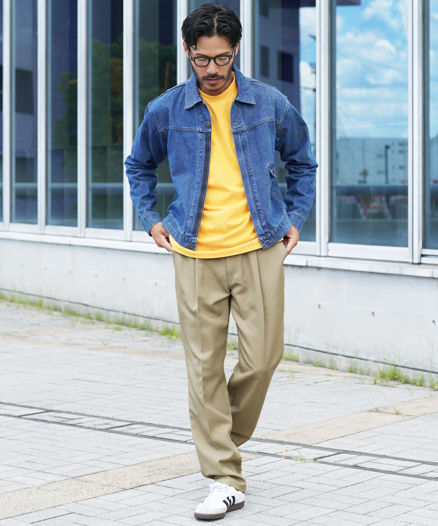 JIGGYS SHOP | 襟付きジップアップ ライトオンスデニムジャケット