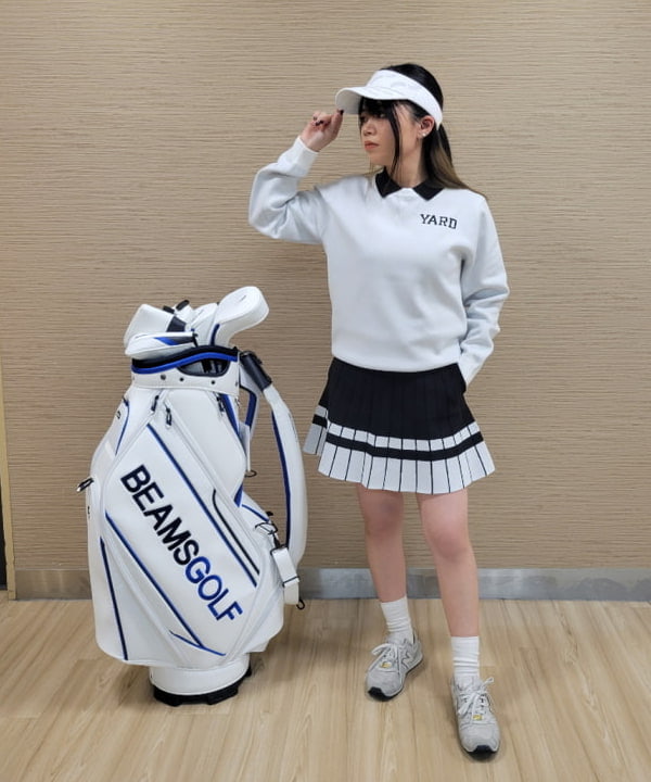 美品　BEAMS GOLF　定価2.7万　ジャガードニットブルゾン　ホワイト　S BEAMS GOLF（ビームス ゴルフ）〈WOMEN〉 ORANGE LABEL / YARD ジャ