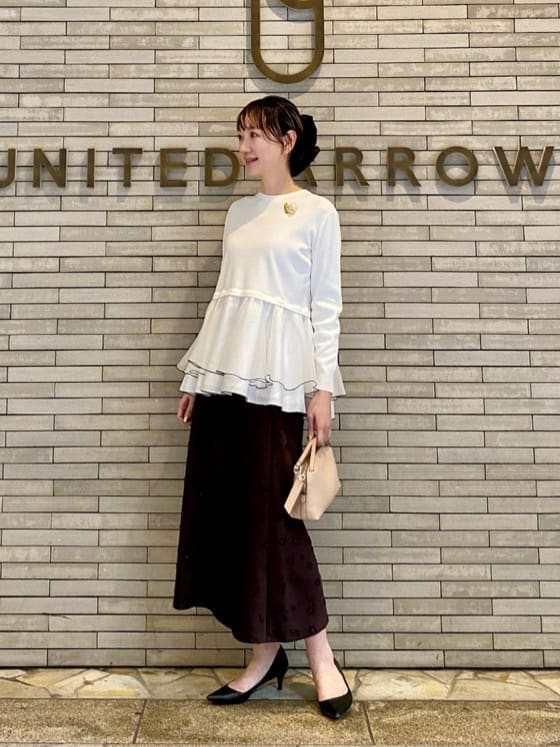 UNITED ARROWS | オーガンジー フリルコンビ ニット -ウォッシャブル