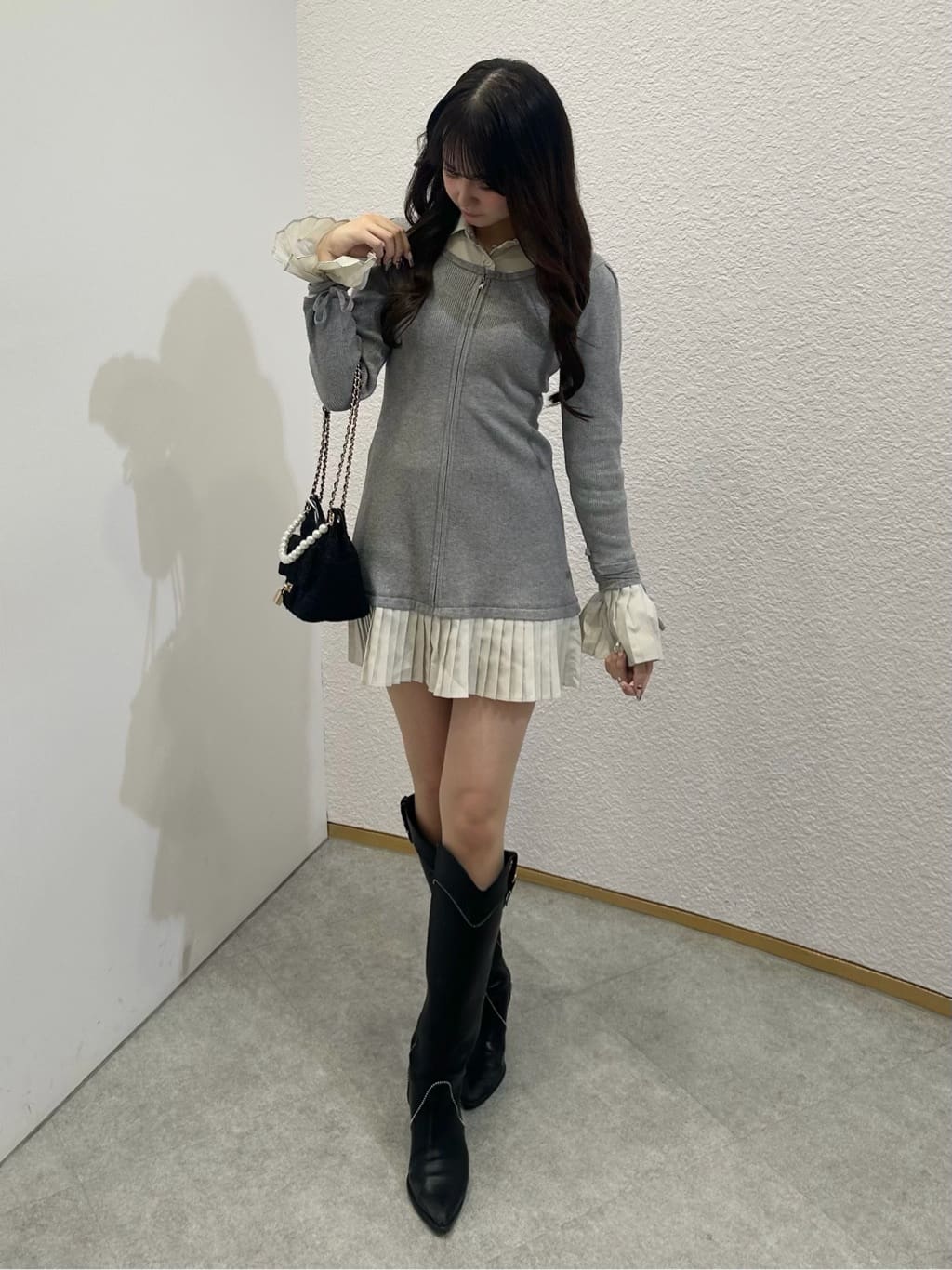 rienda | レイヤードパターンシャツニットミニワンピース | Rakuten