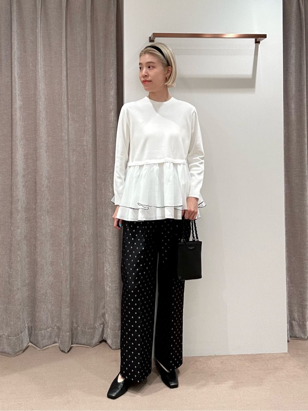UNITED ARROWS | オーガンジー フリルコンビ ニット -ウォッシャブル