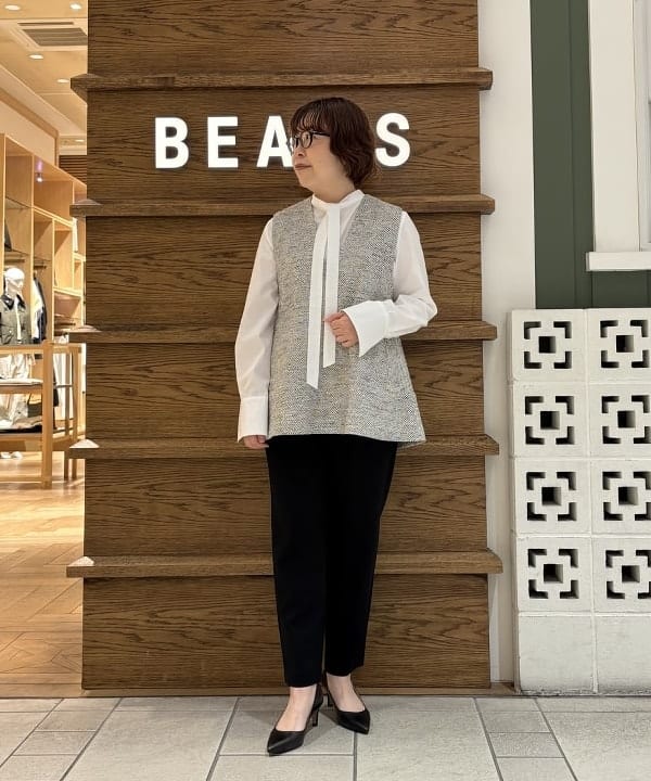 Demi-Luxe BEAMS | ツイード フレア Vネック ジレ* ビームスセレモニー