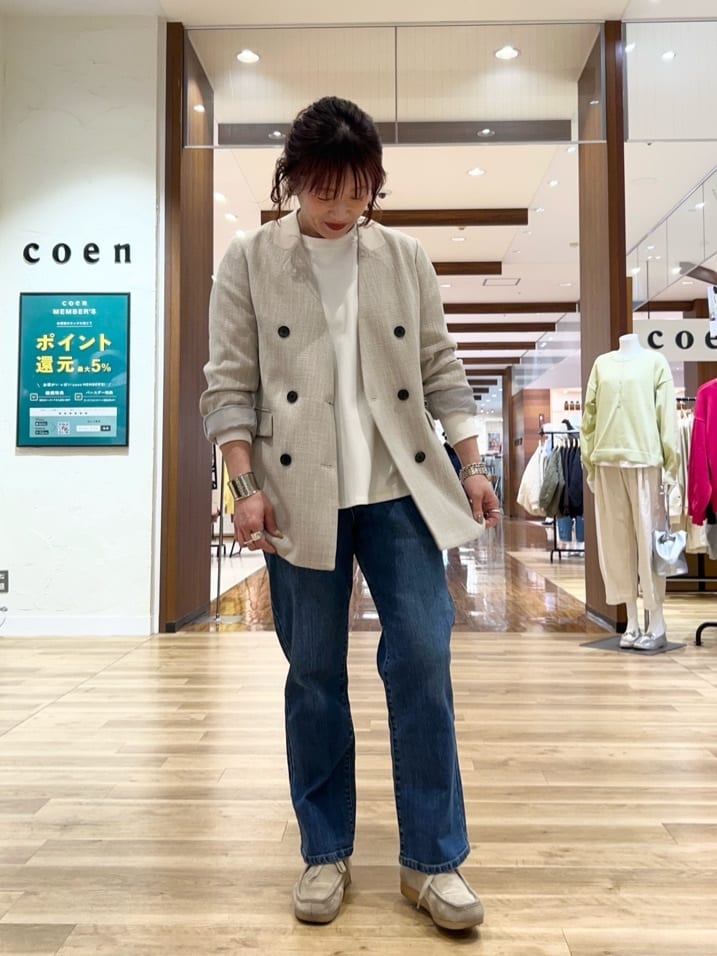 coen | 【RONEL】ノーカラーツイードダブルジャケット | Rakuten