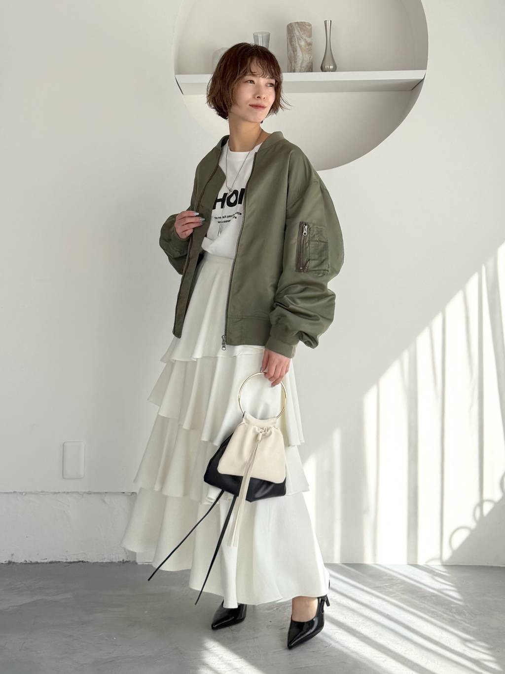 mysty womanのミリタリーMA1ブルゾンを使ったコーディネートを紹介します。｜Rakuten Fashion(楽天ファッション／旧楽天ブランドアベニュー)6822308