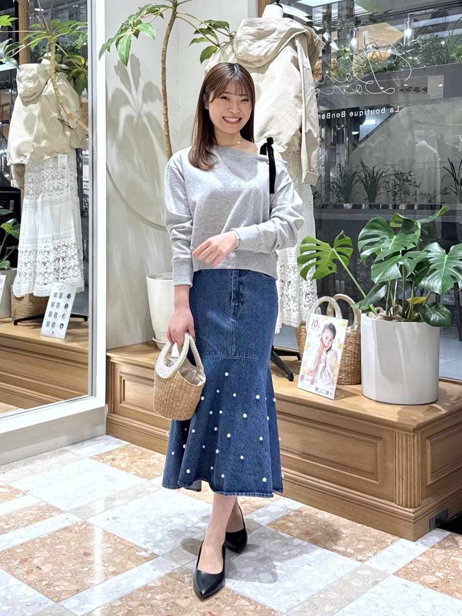 La boutique BonBon | 【今すぐお届け!・女子力UPデニム】パール付き