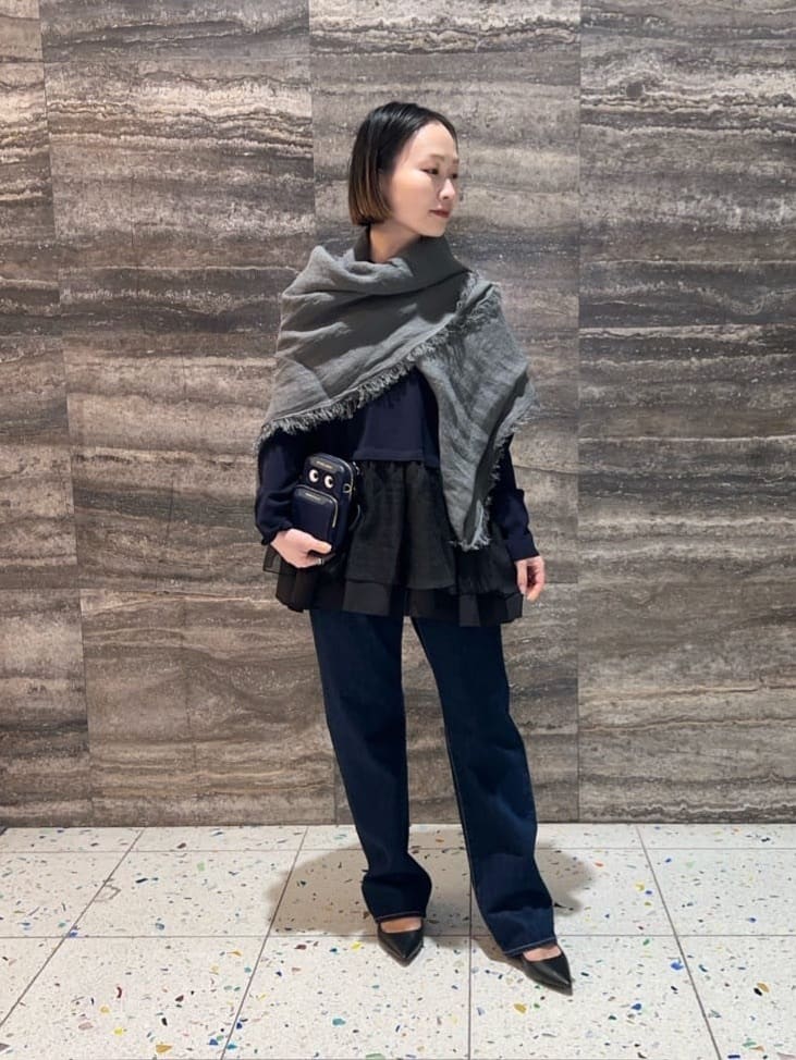 UNITED ARROWS | オーガンジー フリルコンビ ニット -ウォッシャブル