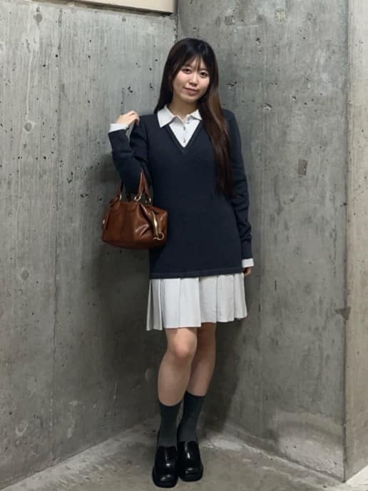 moussyのLAYERED KNIT ミニドレスを使ったコーディネート | Rakuten