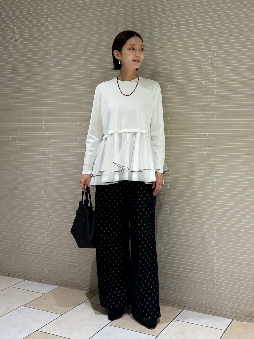 UNITED ARROWS | オーガンジー フリルコンビ ニット -ウォッシャブル