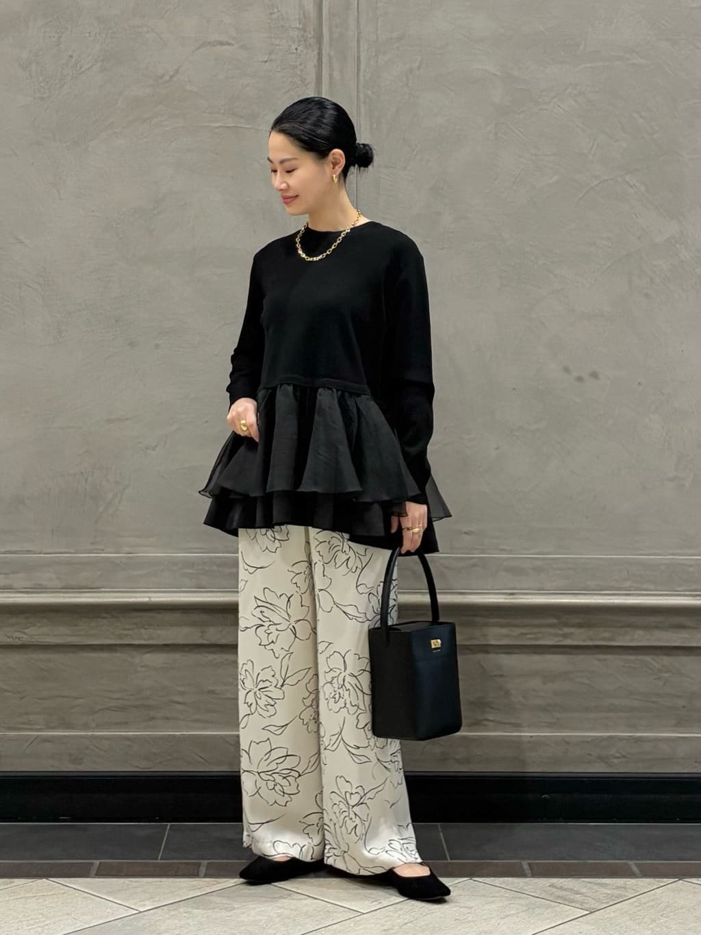 UNITED ARROWS | オーガンジー フリルコンビ ニット -ウォッシャブル