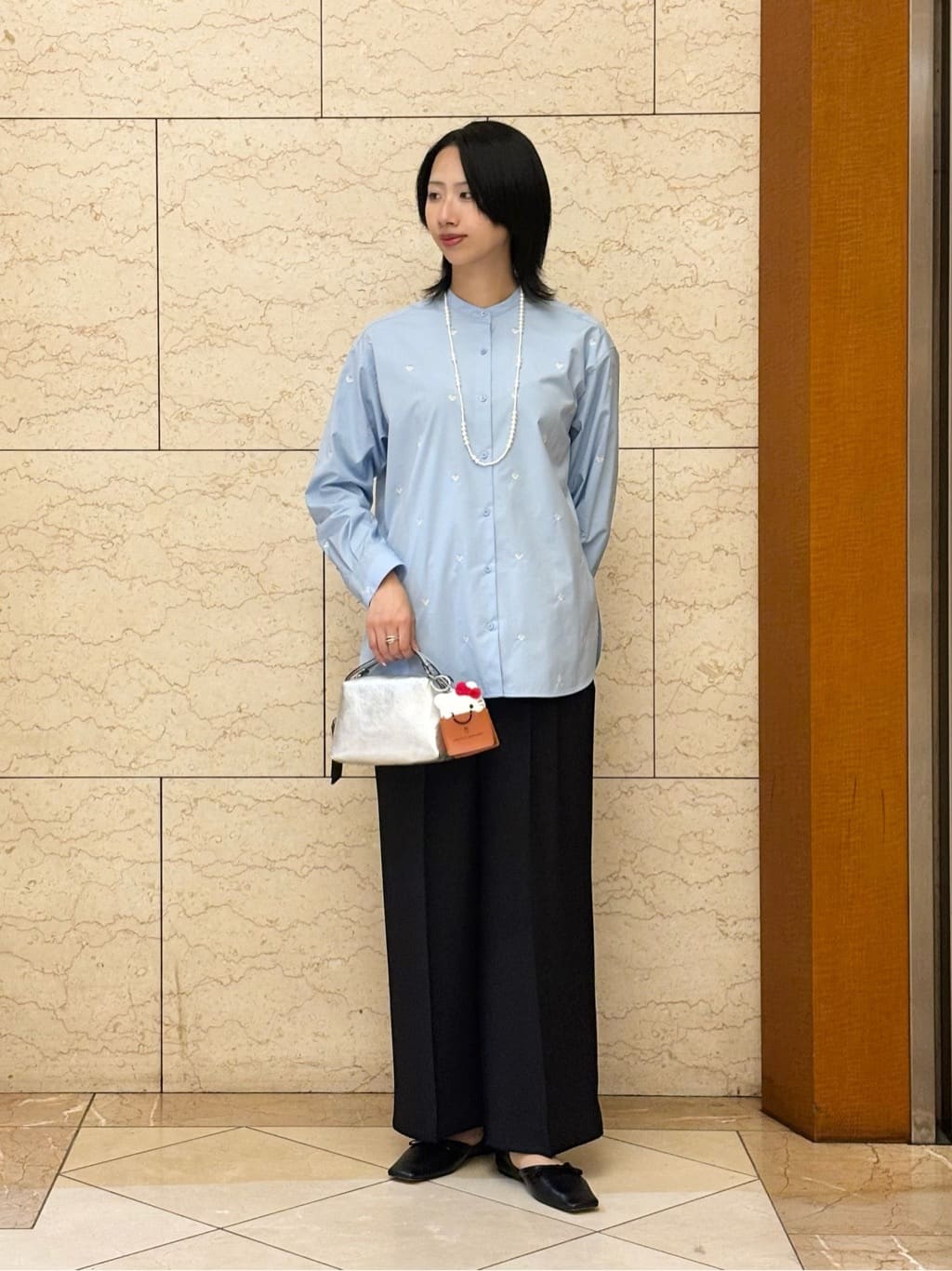 UNITED ARROWS | エンブロイダリーフラワー バンドカラー シャツ