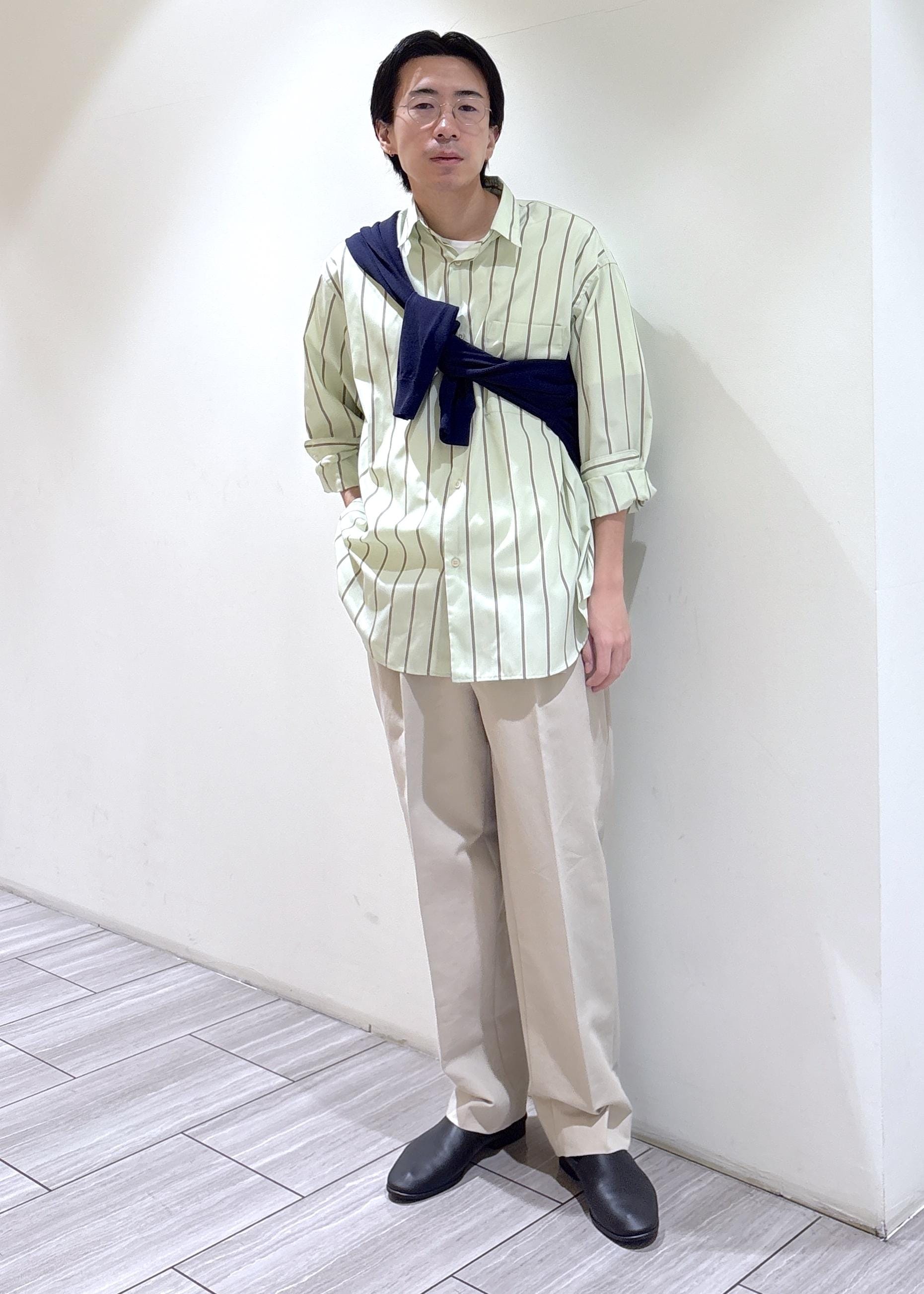ADAM ET ROPE' | コットンダブルクロス ベルテッド ワイド スラックス