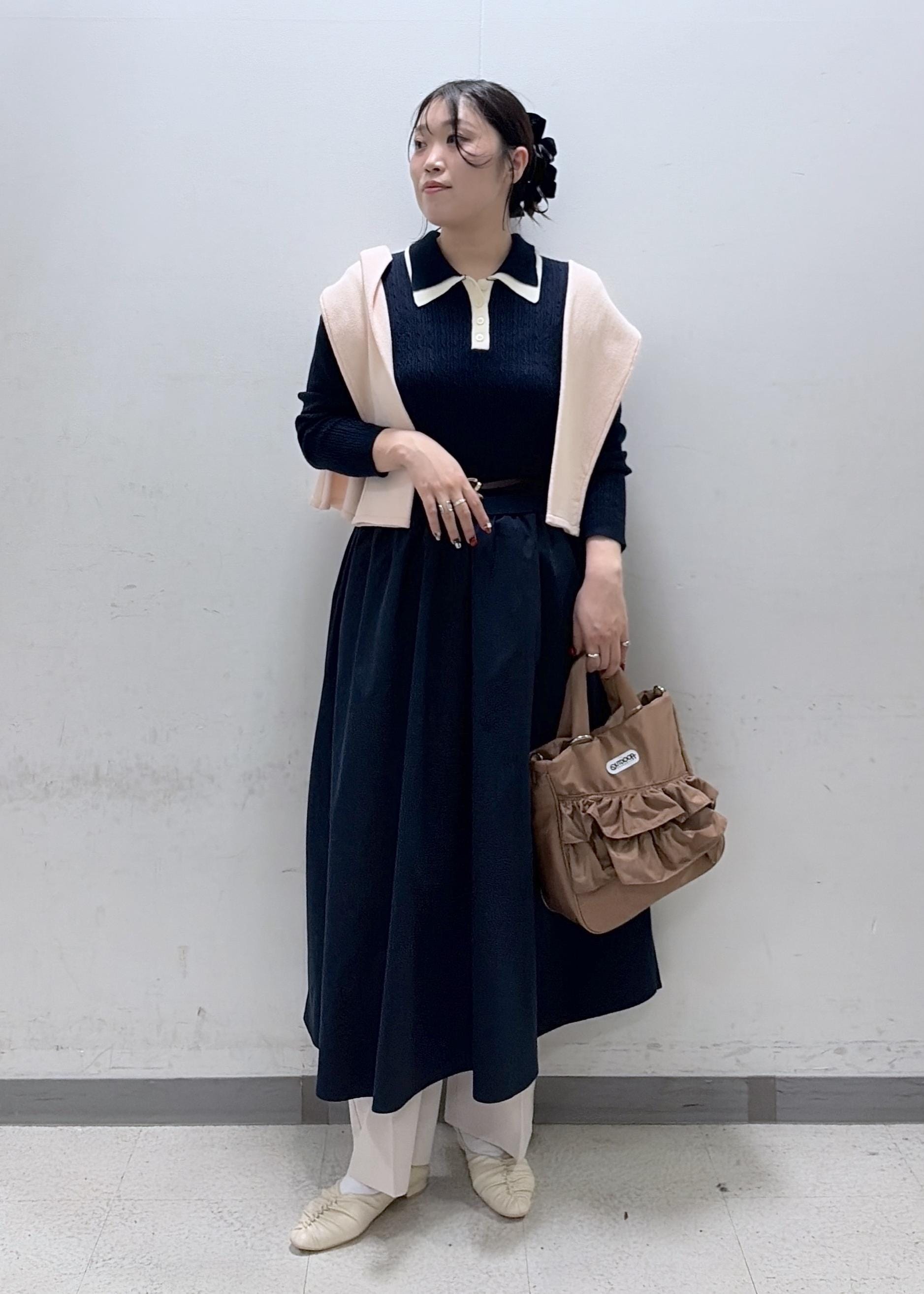 VIS | ダブルカラーポロニットドッキングワンピース | Rakuten Fashion