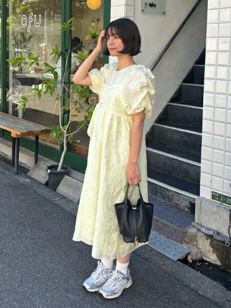 ANDRESD | 結婚式ドレス お呼ばれ バブルスリーブジャガードドレス